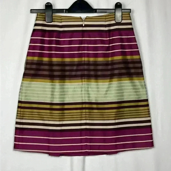 J. McLaughlin Womens Mini Skirt 2 Purple Gold Cream Pleated Back Zip Vintage EUC - Picture 6 of 9